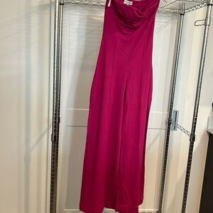 Strapless Fuschia Jumpsuit with zipper on side